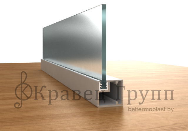 Уплотнитель для уплотнения зеркал в алюминиевых фасадах (Z-1/4) на профиле, 3d фото